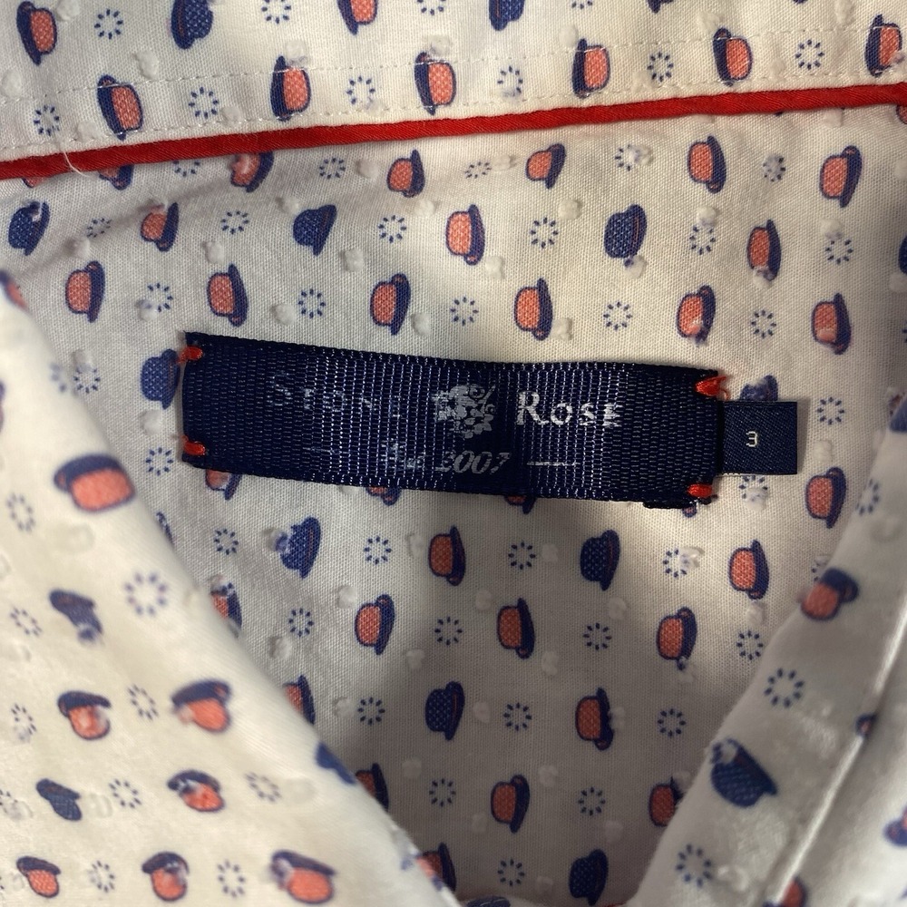 Stone Rose Mens Medium (3) Button Shirt Seersucker Patriotic Hats All Over Print - Picture 2 of 6